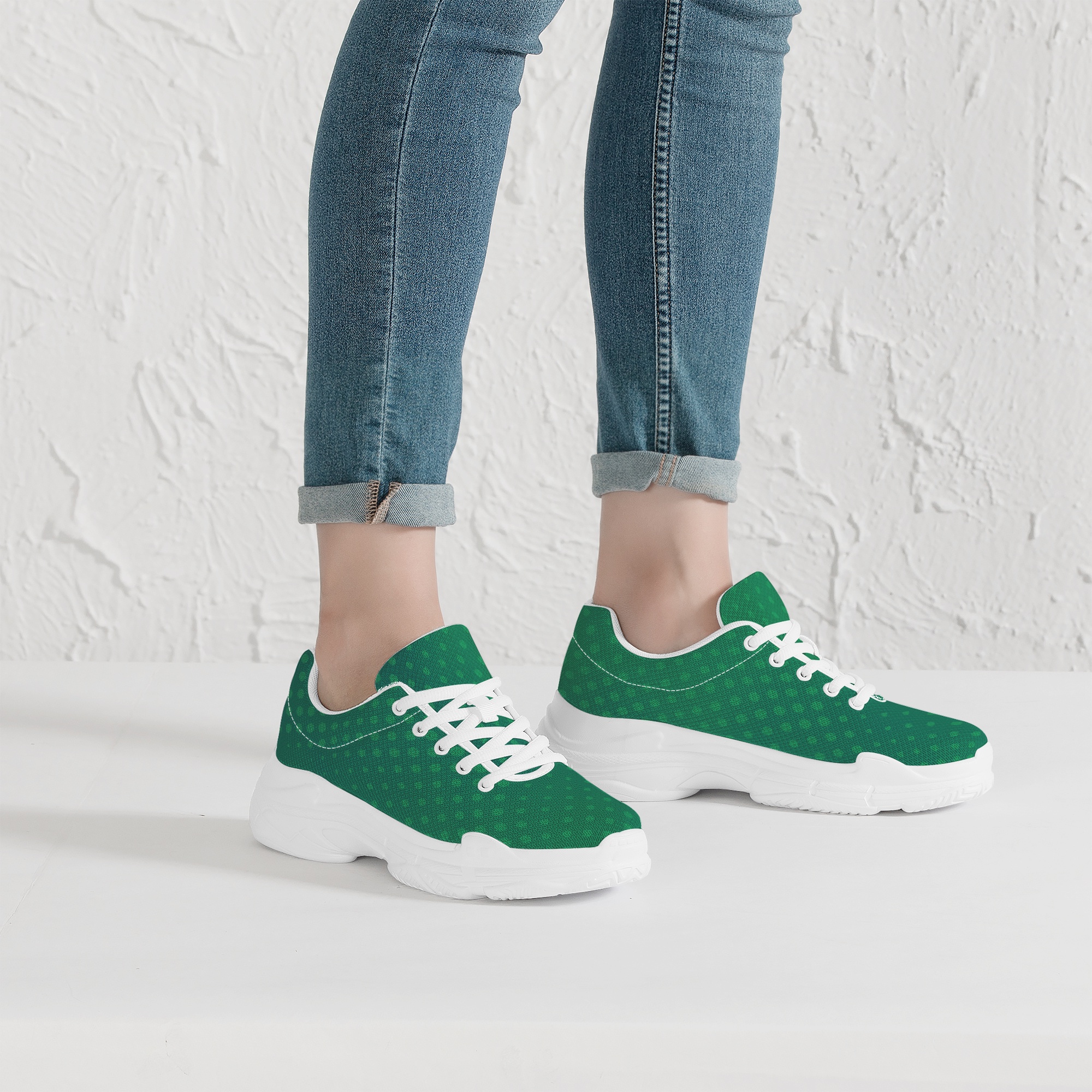 Halftone Green Chunky Sneakers for Men's and Women's
